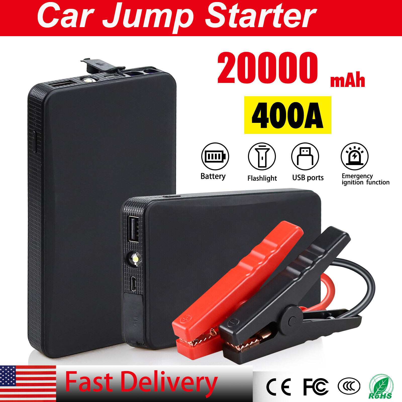 Car Jump Starter 20000mAh Battery Booster Portable Battery Charger