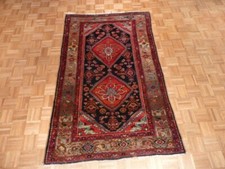 4'4 X 7'2 Hand Knotted Blue Antique Hamadan Rug Veg Dyes G1515