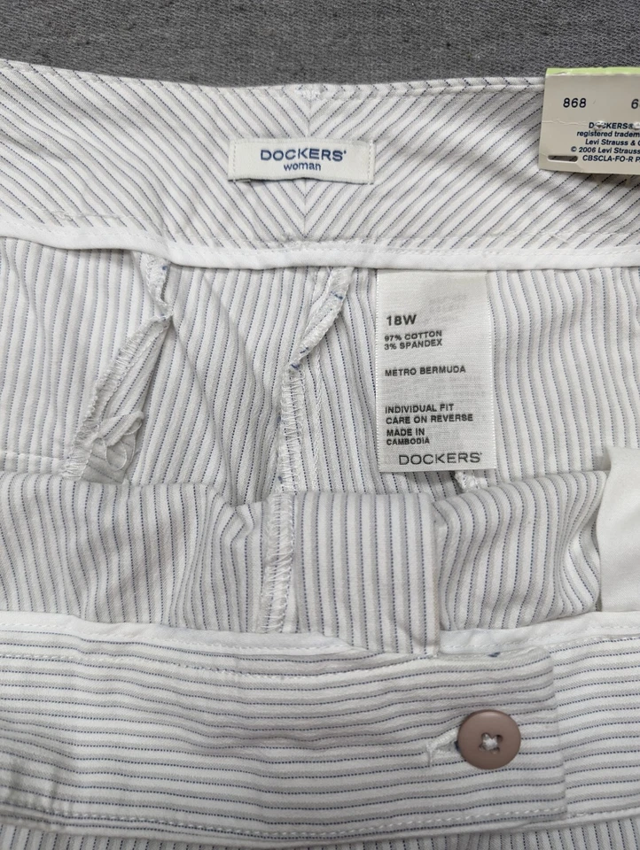 NWT Dockers Women's 18W Metro Bermuda Individual Fit Shorts Pocket Striped  - Image 2 of 4