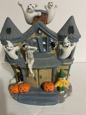 Halloween Haunted House Tea light CANDLE HOLDER Partylite Retired P7311 Preowned