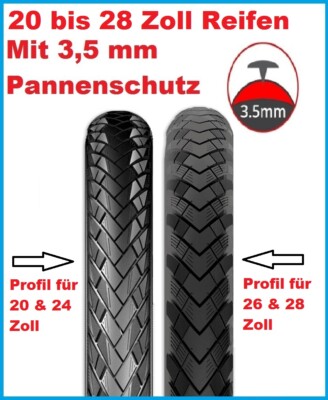 Fahrrad Reifen Decke Mantel 20'' und 24'' Zoll mit 3,5 Pannenschutz Rexway