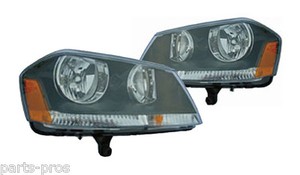 New Replacement Black Headlight Assembly Pair For 2008 09 Dodge Avenger R T Ebay
