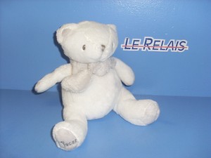 doudou ours beige blanc rayure oscar j-line