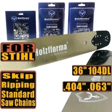 36" .404" .063" 104DL Guide Bar Skip Ripping Saw Chain For Stihl 090 075 051 050