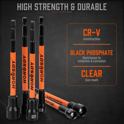 18Pc 1/4" Magnetic Nut Driver Set SAE Metric Nut Driver Set Impact Drill Tool - Picture 6 of 10