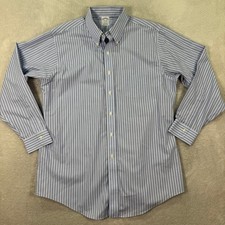 Brooks Brothers Regent Non Iron Striped Button Down Shirt Mens 16.5 33 Blue EUC