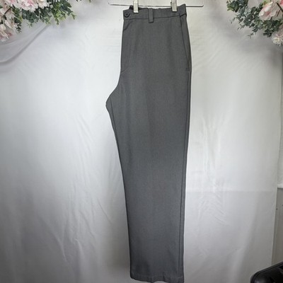 Haggar Dress Pants Mens 34x30 Black Classic Fit Stretch Pleated Polyester Work