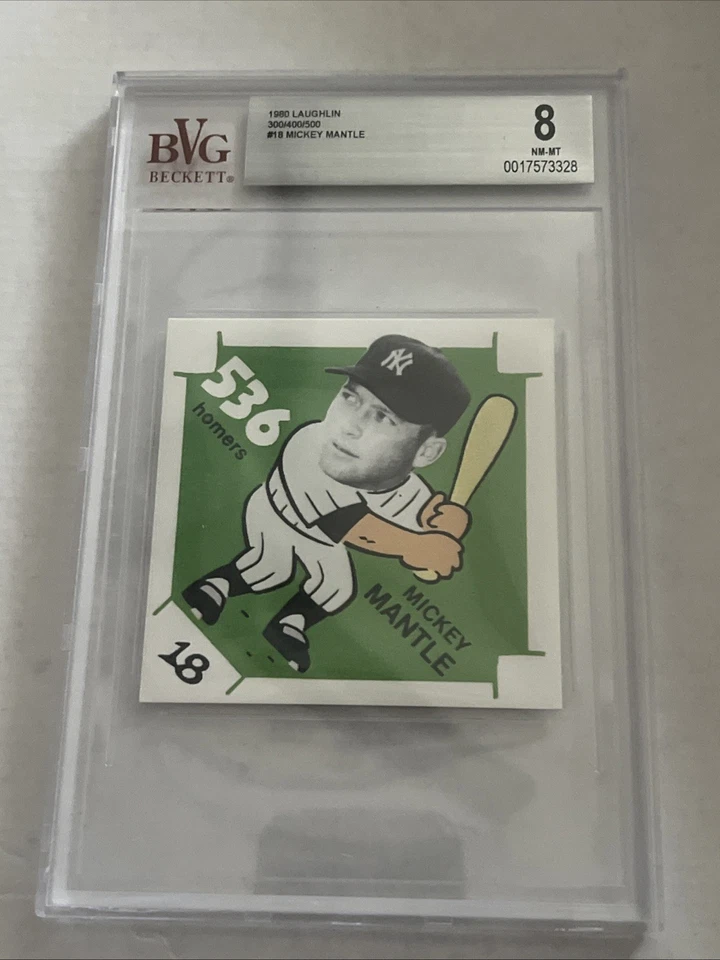 1980 Laughlin 300/400/500 Club #18 Mickey Mantle Yankees de Nueva York Beckett calificado en muy buena condición 8 Foto 3 de 4