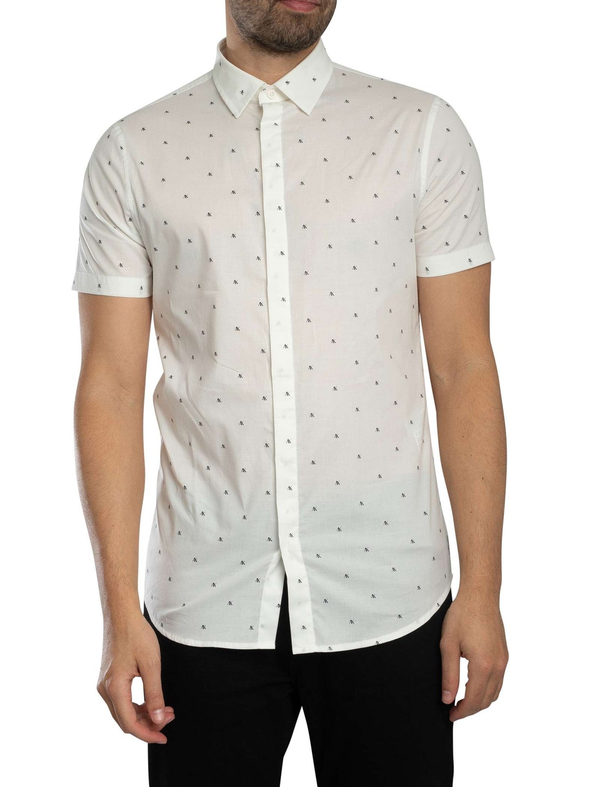 Armani Exchange Logo Pattern Slim Shirt, White - M
