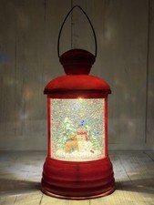 Red LED Musical Snowman Lantern Holiday Lighted Glitter Winter Decor