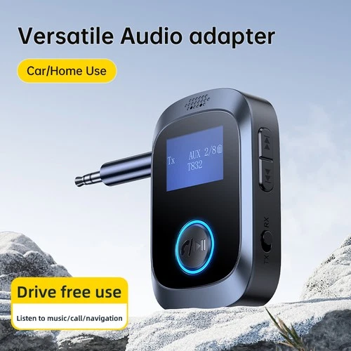 AUX Bluetooth-compatible 5.4 Adapter Car Audio Send Receive 2-in-1 with Screen