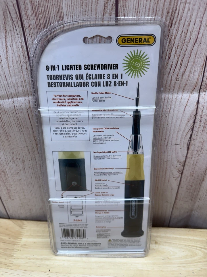 General Tools: 8-in-1 Lighted Precision Screwdriver With 3 Batteries NOS Sealed - Image 4 of 4