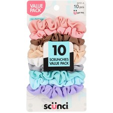 6 Pack Scunci No Damage Hair Scrunchies, Assorted, 32721-A, 10 Ct