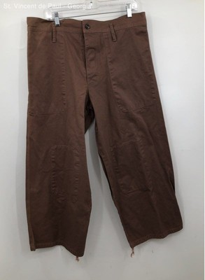 American Vintage Brown Cotton Twill Sinch Loose Fit Capri Petal Pusher Pants - M