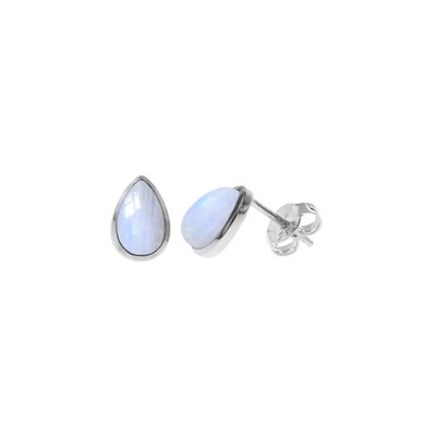 8 mm natürliche Mondstein Träne Ohrringe Sterlingsilber 925 gepunzt brandneu