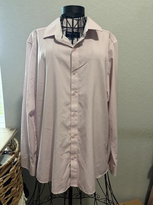 Dylan Park Men's Slim Fit Pink Solid Dress Shirt 16-16 1/2 Stretch Spread
