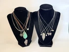 Vintage Lot Of 10 Sterling Silver Jewelry Pendant Chains Necklace Multi Stones