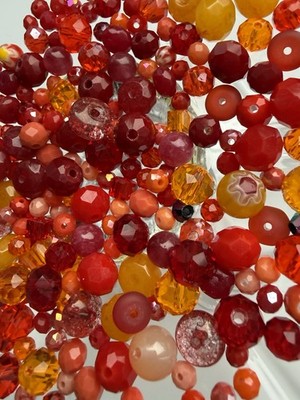 Glasperlen Mix Rot-Orange  250 Perlen DIY Schmuck Basteln | 4 | 6| 8 mm