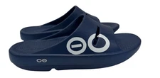 Oofos Ooahh Sport Slides Navy Recovery Sandals Women's Size 10 Men's Size 8