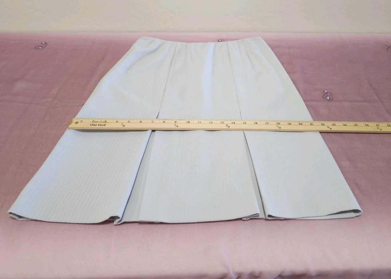 VTG KC Spencer 2pc Suit SET Pleated Skirt & Jacket 10 Medium Lt Gray Pinstriped