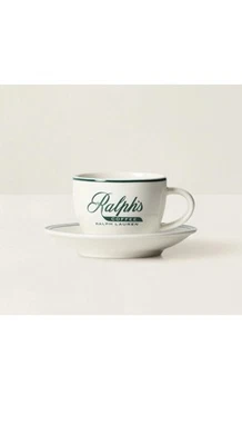 RALPH'S COFFEE Ralph Lauren New York City Porcelain Espresso Cup & Saucer Set