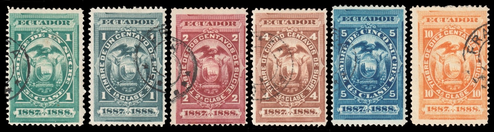 Ecuador Revenue Stamps (1887-1888) Used G-F C