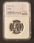 1959 25c US Silver Proof Washington Quarter PF 68