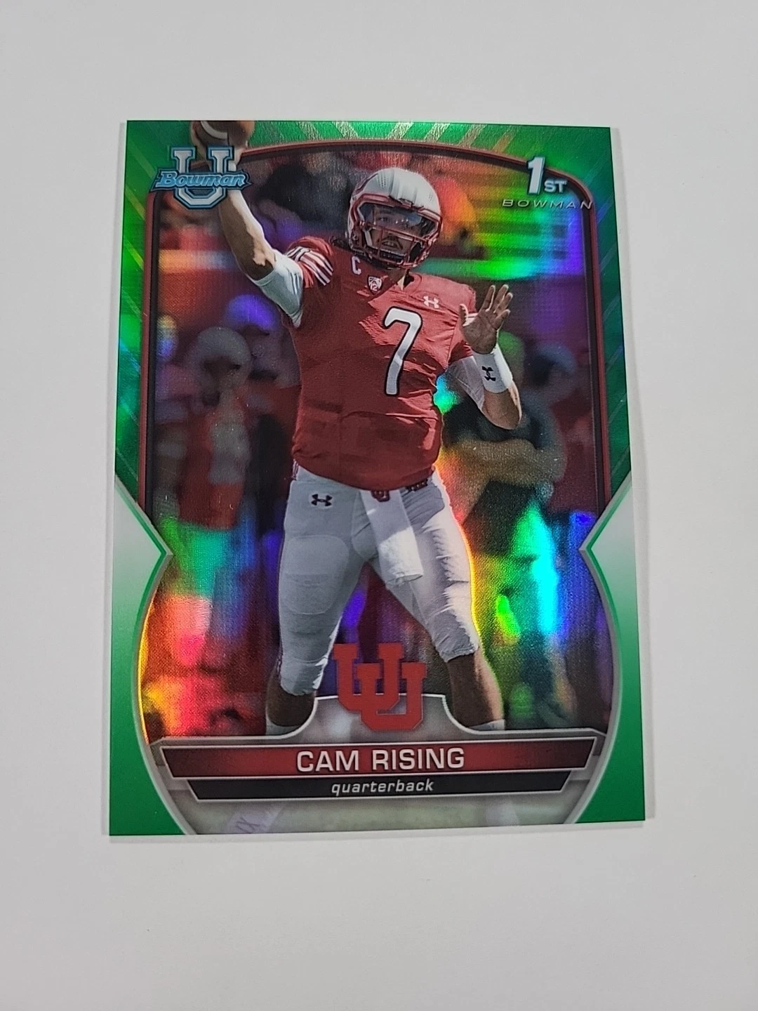 2022 Bowman University Chrome #76 Cam Rising Green Refractor /99 1st Utes