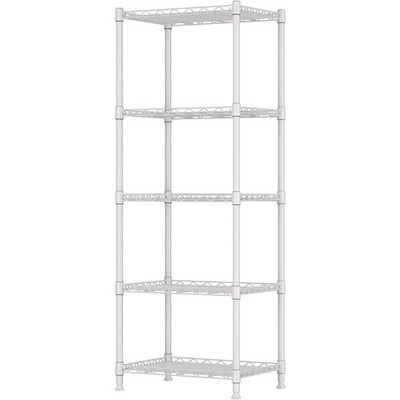 5-Wire Shelving Metal Storage Rack Adjustable Standing Unit White 11.8x16.6x53.5