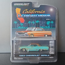1/64 GREENLIGHT CALIFORNIA LOWRIDERS 1963 CHEVROLET IMPALA TURQUOISE & RUST