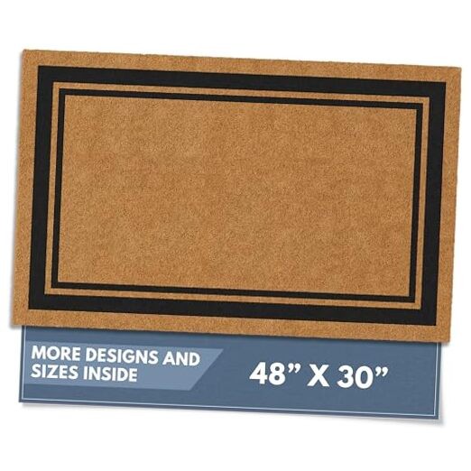 Natural Coco Coir Heavy Duty Backing Doormat - Large Cute Non-Slip Front Door