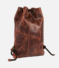 Mugon Leder Reiserucksack Braun 20&ndash;29 L Unisex mit Kordelzugverschluss