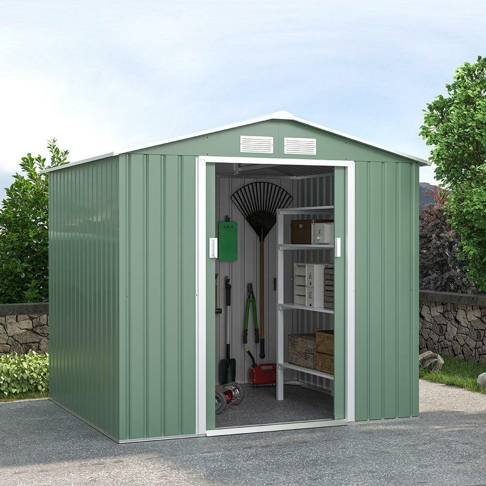 Almacén de chapa galvanizada verde Bodega para herramientas de jardín St.Moritz