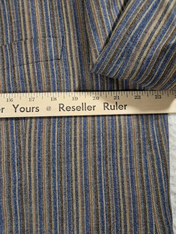 Gianni Manzoni VTG Blazer Mens 46R Stripe Brown Blue 90s Lanificio di Pray Y2K - Image 4 of 4