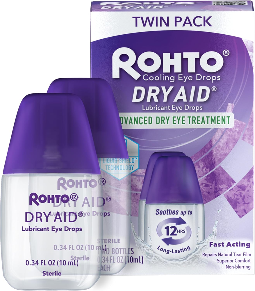 Dry Aid Lubricant Eye Drops, Fast Relief for Dry Eyes, Long-Lasting Hydration,