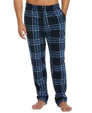 PERRY ELLIS PORTFOLIO Men's Chevron Plaid Textured Fleece Pajama Pants Blue XL