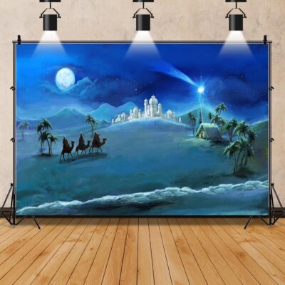 BRAND NEW 12x8ft Christmas Backdrop Nativity Scene Holy Family and Three Kings