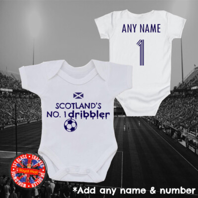 Scotland's No1 Dribbler Personalised Football babygrow, Gift, Newborn
