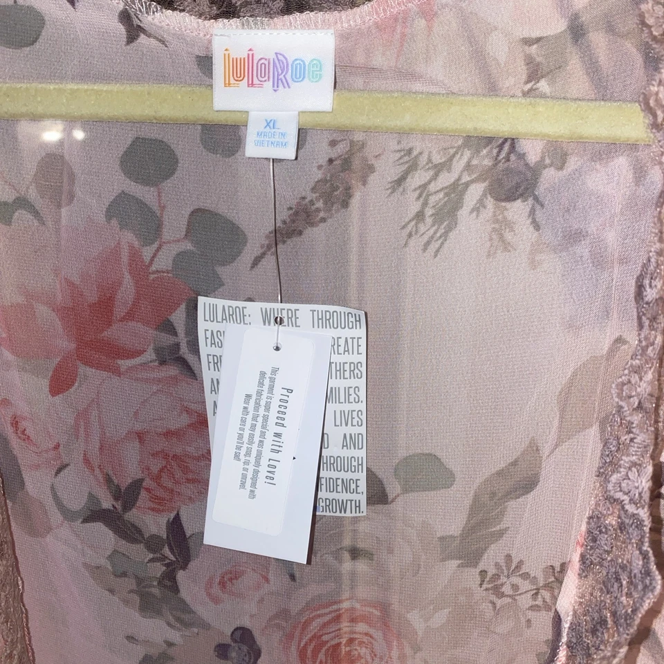LuLaRoe XL Chloe Bohemia Superposición Rosa Rosas Púrpura Encaje Floral Nuevo con Etiquetas Precioso Foto 4 de 4