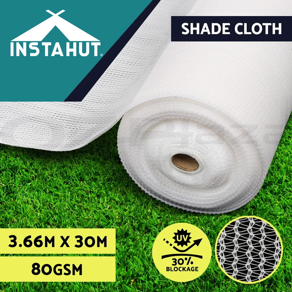 Instahut 30% Shade Cloth 3.66x30m Shadecloth Wide Heavy Duty Garden Mesh Roll WH