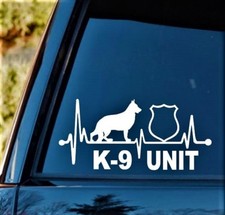 K9 K-9 Unit German Shepherd Heartbeat Dog Decal Sticker k1169 SAR Drug Law Badge