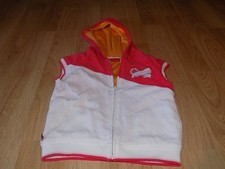 Girl's Size Medium Puma Sleeveless Hooded Jacket Vest Terry Cloth Pink White EUC