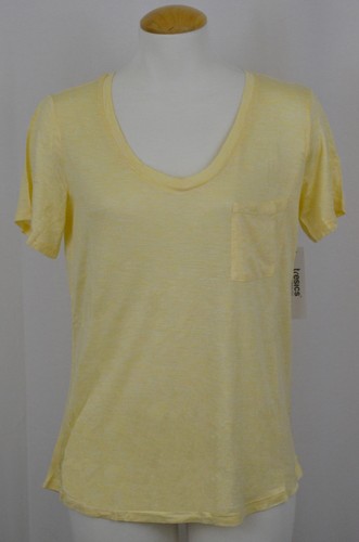 Tresics Women's Boyfriend T-shirt Rounded V-Neck Front Pocket Tail Hem NWT - Picture 4 of 8
