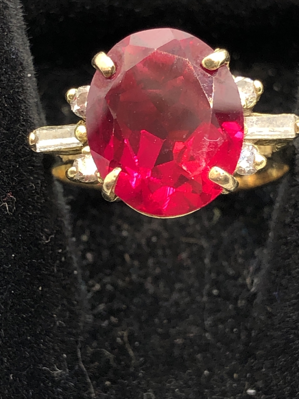 Solid 14K Yellow Gold 5.33CTW Created Ruby Ring w… - image 11