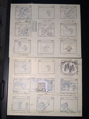 Mighty mouse Animation Cel Storyboard Lot Vintage Cartoons BAKSHI Disney I7