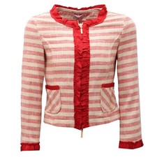 5919AC giacca bimba GIRL MONNALISA red/beige cotton jacket