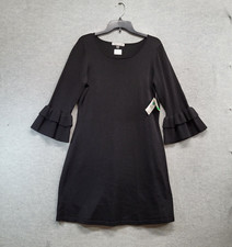 Danny And Nicole Women Dress PL Black Sweater Bell Ruffle Sleeve Round Neck NWT