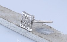 10kt White Gold Womens Round Diamond Square Kite Cluster Stud Earrings 1/20
