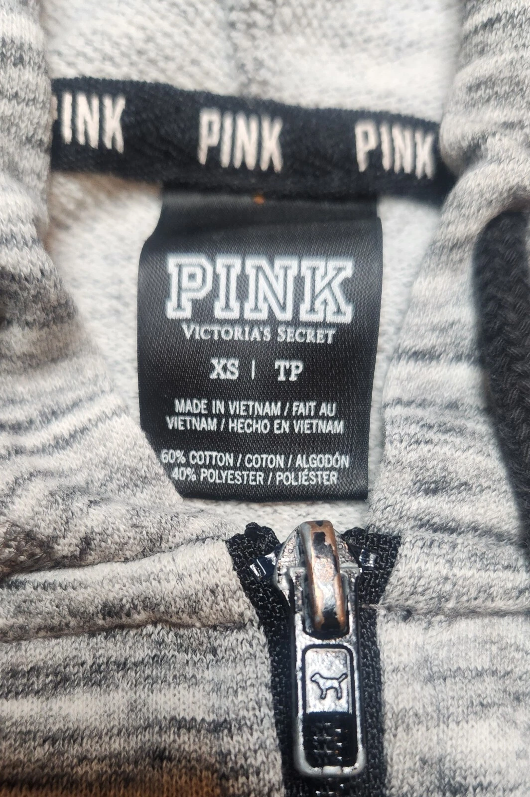 UNDERCOVER Felpa con cappuccio Victoria Secret rosa full zip donna x piccola grigia manica lunga logo cane