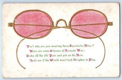 Pink Sunglasses Postcard Why You Are Wearing Those Spectacles Blue Embossed